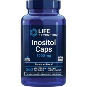 Life Extension Inositol Caps – 1000 mg, Myo-Inositol – Mood Health, Well-Being, Healthy Metabolism, Hormone Balance – Gluten-Free, Non-GMO, Vegetarian – 360 Capsules(Caps)
