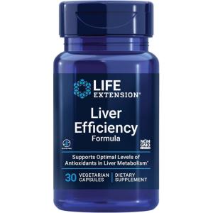 Life Extension Liver Efficiency Formula, Supports Healthy Liver Function at The Cellular Level and Optimal Levels of antioxidants in Liver Metabolism, Gluten-Free, Non-GMO, Vegetarian, 30 Capsules