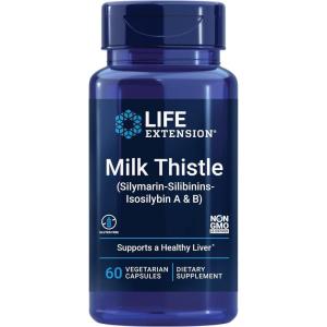 Life Extension Milk Thistle, silymarin, silibinins, isosilybin A & B, Delivers Full-Spectrum Milk Thistle Benefits for Liver Health, Non-GMO, Gluten-Free, Vegetarian, 60 Capsules(Standard Packaging)