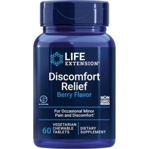 Life Extension Pea Discomfort Relief (Berry Flavor) for Occasional Minor Pain & Discomfort – Palmitoylethanolamide Supplement – Gluten-Free, Non-GMO, Vegetarian – 60 Chewable Tablets
