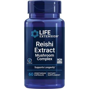 Life Extension Reishi Extract Mushroom Complex – Mushrooms Herbal Supplement for Immune Support – Ganoderma Lucidum Extract – Gluten-Free, Non-GMO, Vegetarian – 60 Capsules