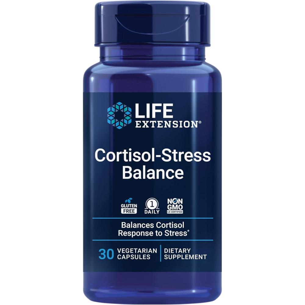 imageLife Extension CortisolStress Balance Relora Magnolia bark Green Tea Lychee Extract Manage Stress Maintain Healthy cortisol Levels Gluten Free NonGMO Vegetarian 1Daily 30 Capsules