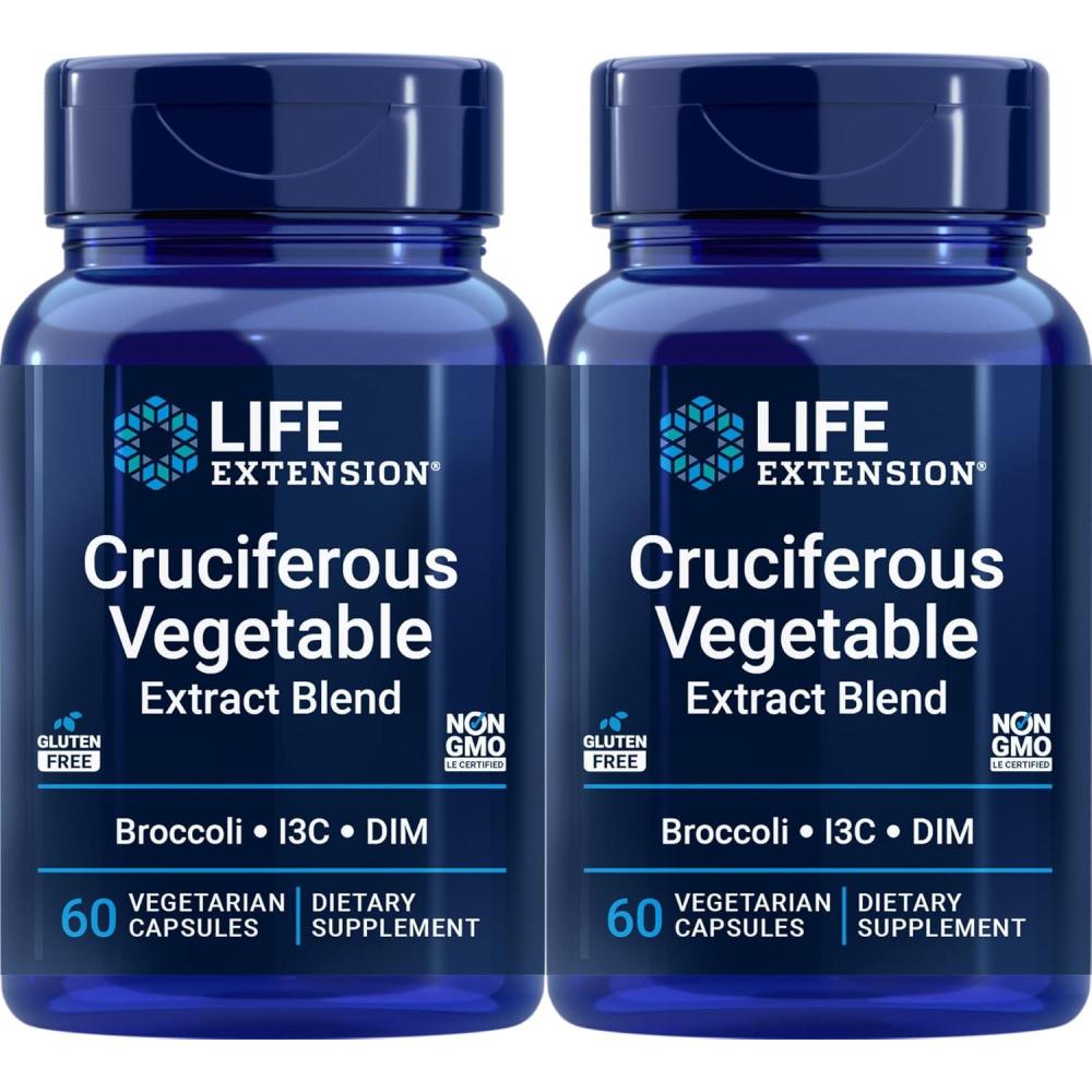 imageLife Extension Cruciferous Vegetable Extract Blend Broccoli Extract I3C Helps Maintain DNA Health amp Already Healthy Hormone Levels Gluten Free NonGMO Vegetarian 60 Capsules60 count Pack of 2