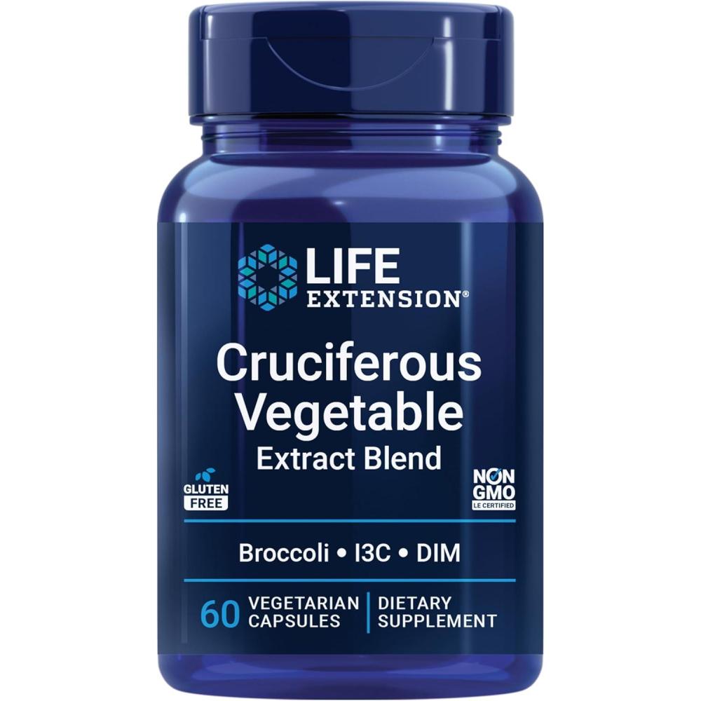 imageLife Extension Cruciferous Vegetable Extract Blend Broccoli Extract I3C Helps Maintain DNA Health amp Already Healthy Hormone Levels Gluten Free NonGMO Vegetarian 60 Capsules60 Count Pack of 1