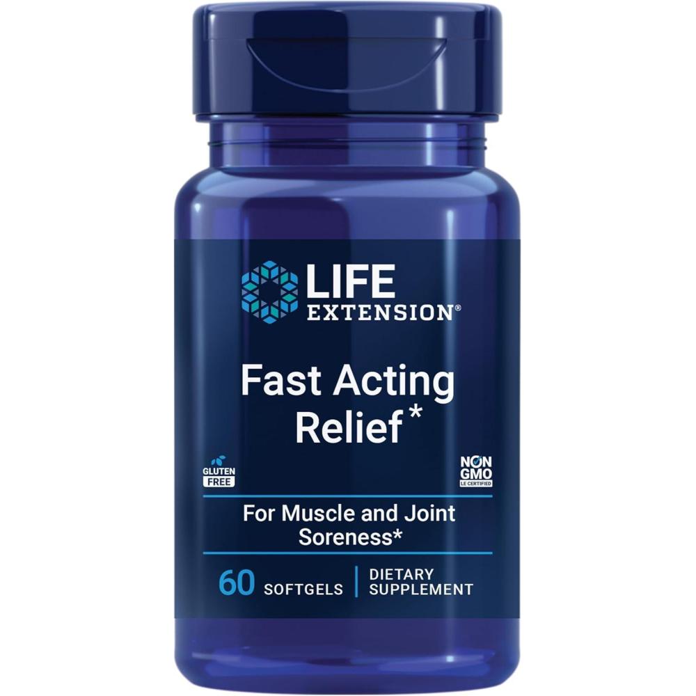 imageLife Extension Fast Acting Relief Black Sesame Seeds Turmeric Boswellia Joint Support Supplement Quick Relief for discomfort in Bones Joints amp Muscles GlutenFree NonGMO 60 softgels