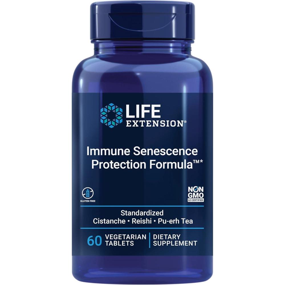 imageLife Extension Immune Senescence Formula Standardized Cistanche Reishi PUERH Tea 60 Vegetarian Tablets