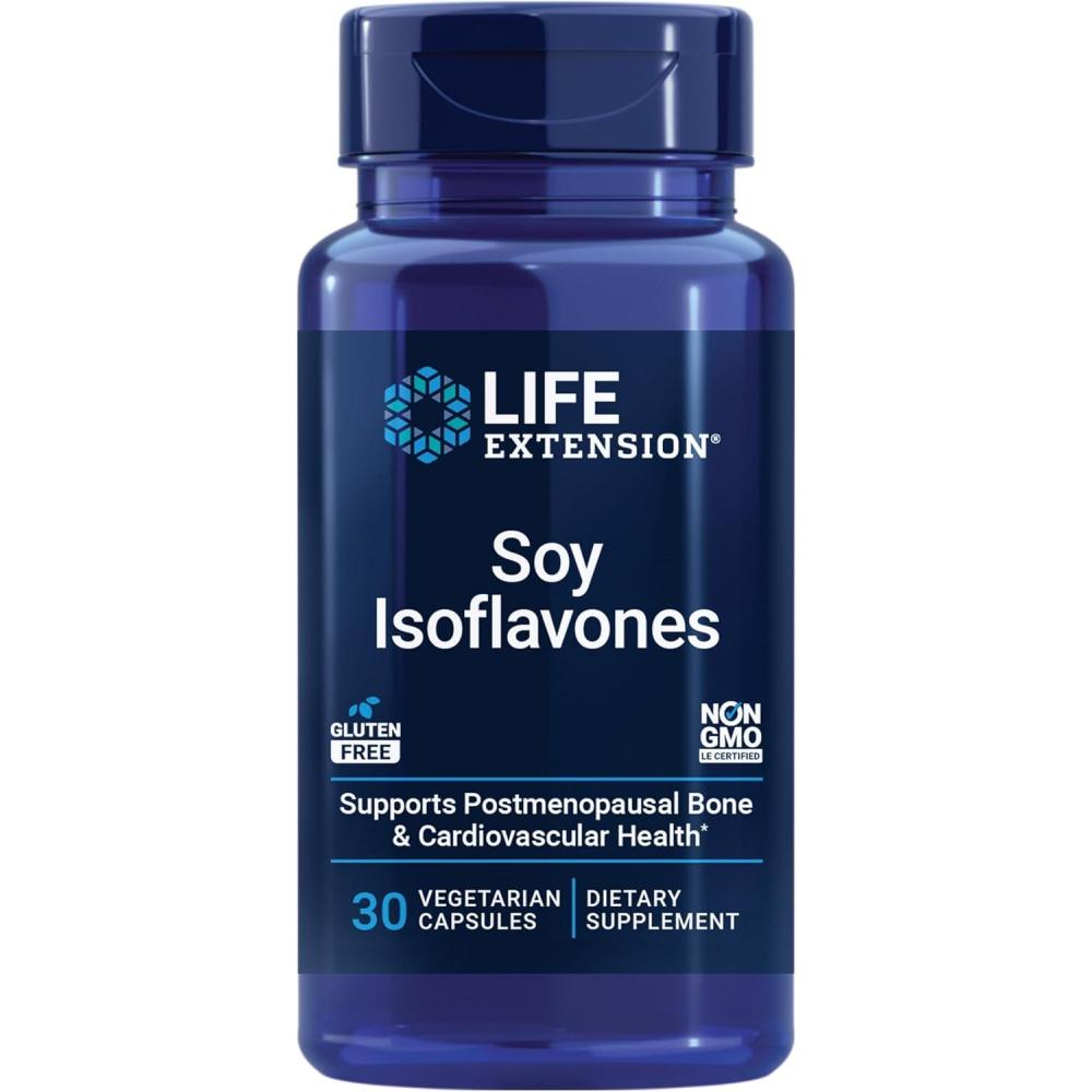 imageLife Extension Soy Isoflavones Heart Bone amp Cellular Health Support for Postmenopausal Women GlutenFree NonGMO Vegetarian 30 Capsules