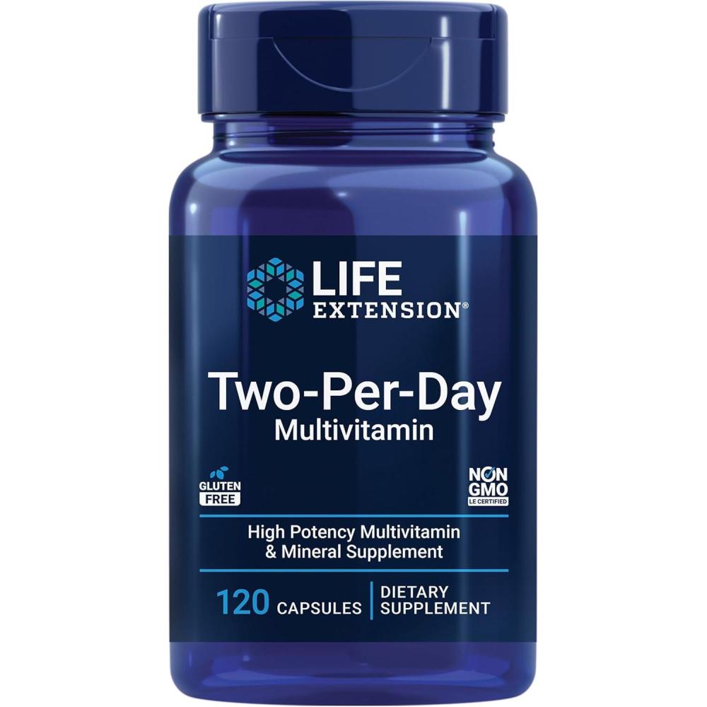 imageLife Extension TwoPerDay Multivitamin Vitamins B C D zinc Packed with Over 25 Vitamins Minerals amp extracts TwoMonth Supply NonGMO GlutenFree 120 Capsules120 Count Pack of 1