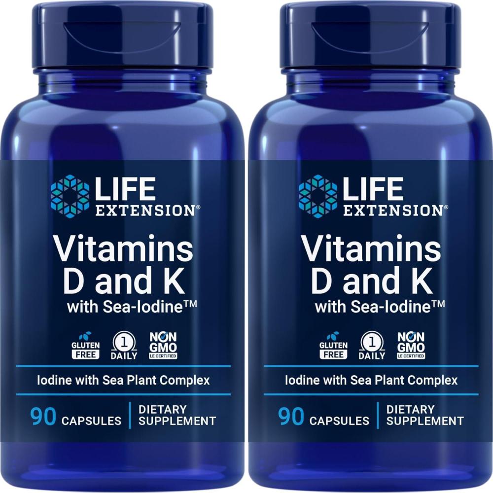imageLife Extension Vitamins D and K with SeaIodine 90 Caps Pack of 2