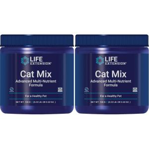 Life Extension Cat Mix, cat Food Supplements, Heart Health, probiotics, L-arginine, Taurine, B12, folic Acid, Vitamin C, Vitamin E, Rosemary, Nutrient Absorption, Gluten-Free, Non-GMO, 85 Servings(0.45 Pound (Pack of 2))