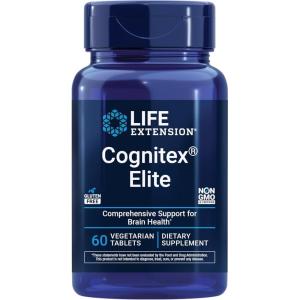 Life Extension Cognitex® Elite, sage, Blueberry, ashwagandha, phosphatidylserine, vinpocetine, Attention, Focus, Mood & Memory, Gluten-Free, Non-GMO, Vegetarian, 60 Tablets