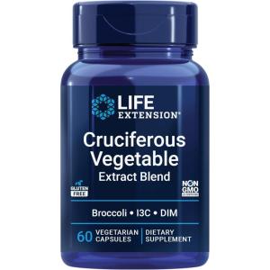 Life Extension Cruciferous Vegetable Extract Blend, Broccoli Extract, I3C, Helps Maintain DNA Health & Already Healthy Hormone Levels, Gluten Free, Non-GMO, Vegetarian, 60 Capsules(60 Count (Pack of 1))