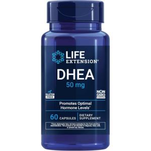 Life Extension DHEA 50 mg – Hormone Balance Supplement, Memory, Muscle Mass and Bone Density Support, Healthy Sex Drive, Gluten-Free, Non-GMO, 60 Capsules
