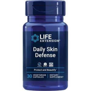 Life Extension Daily Skin Defense, Vitamin C, ceramides, Rosemary, Lemon Verbena, Helps Fight oxidative Stress & The Appearance of Wrinkles, Gluten-Free, Once-Daily, Non-GMO, Vegetarian, 30 Capsules