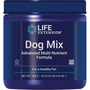 Life Extension Dog Mix, Dog Vitamins and Supplements, probiotics, L-carnitine, B12, folic Acid, Vitamin C, Vitamin E, Rosemary, Nutrient Absorption, Gluten-Free, Non-GMO, 60 Servings
