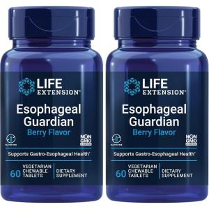 Life Extension Esophageal Guardian, alginic Acid, Potassium Bicarbonate, get Long-Lasting Relief from gastric Distress, Vegetarian, Non-GMO, Gluten-Free, 60 Vegetarian chewable Tablets(60 Count (Pack of 2))