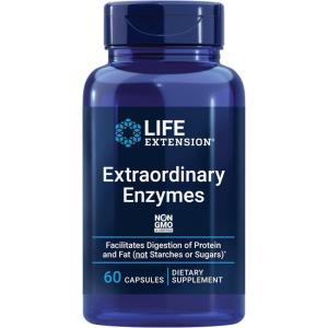 Life Extension Extraordinary Enzymes, Digestive Health Support, Nutrient Absorption, Digestive enzymes, Non-GMO, 60 Capsules(60 Count (Pack of 1))
