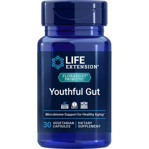 Life Extension FLORASSIST® Probiotic Youthful Gut, Healthy Aging Supplement, postbiotic and probiotic Blend, Heart and Gut Health, Non-GMO, 1-Daily, Gluten-Free, Vegetarian, 30 Capsules