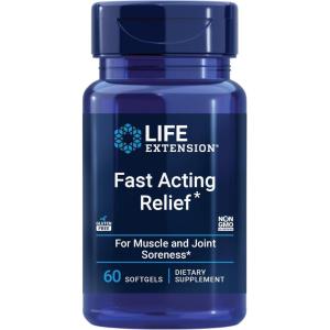 Life Extension Fast Acting Relief, Black Sesame Seeds, Turmeric, Boswellia, Joint Support Supplement, Quick Relief for discomfort in Bones, Joints & Muscles, Gluten-Free, Non-GMO, 60 softgels