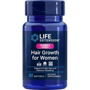 Life Extension Hair Growth for Women, hair growth supplement, fullness and density, Ceramosides™, VI-SPO®, non-GMO, 1-daily, gluten-free, 30 softgels