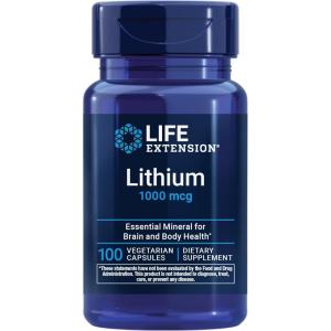 Life Extension Lithium, 1000 mcg – Lithium Orotate – Helps Maintain Cognitive Function & Memory – Low-Dose Formula – Non-GMO, Gluten-Free, Vegetarian – 100 Capsules(Lithium)