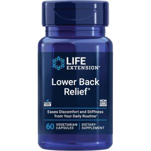 Life Extension Lower Back Relief, Chinese Chaste Tree, Ginger Extract, for Lower Back discomfort and Occasional Stiffness, Non-GMO, Gluten Free, Vegetarian, 60 Capsules