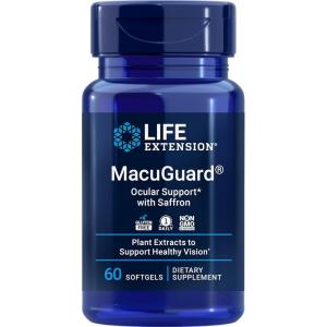 Life Extension MacuGuard Ocular Support with Saffron – Eye Health Supplement for Healthy Vision – with Lutein, Meso-zeaxanthin, zeaxanthin, Saffron – Gluten-Free, Non-GMO – 60 softgels(Supplement)