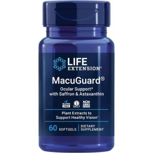 Life Extension MacuGuard Ocular Support with Saffron & Astaxanthin – Eye Health Supplement for Healthy Vision – with Lutein, zeaxanthin, Meso-zeaxanthin – Gluten-Free, Non-GMO – 60 softgels(60 Count (Pack of 1))