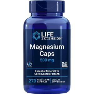 Life Extension Magnesium Caps 500mg, 270 Veg Capsules – Broad Spectrum – 3 Mags in 1 Supplement: Oxide, Citrate, Succinate – Vegetarian(270 Count (Pack of 1))