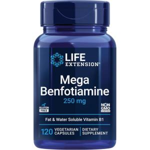 Life Extension Mega Benfotiamine, 250 mg, 180 Veg caps with Thiamine – Vitamin B1 Supplement(120 Count (Pack of 1))