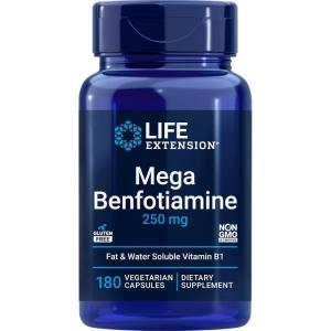 Life Extension Mega Benfotiamine, 250 mg, 180 Veg caps with Thiamine – Vitamin B1 Supplement(180 Count (Pack of 1))