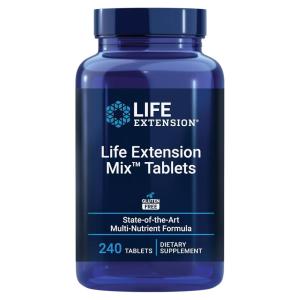 Life Extension Mix Tablets, high-Potency, Advanced Vitamin, Mineral, Fruit & Vegetable Formula, Vitamin C, B, D, E, Magnesium, for Whole-Body Health, Healthy Aging, Gluten-Free, 240 Tablets