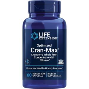 Life Extension Optimized Cran-Max®, Cranberry Whole Fruit Concentrate with Hibiscus Extract, Best in Class Support for Female Urinary Tract Health, Gluten-Free, Vegetarian, Non-GMO, 60 Capsules(Standard Packaging)