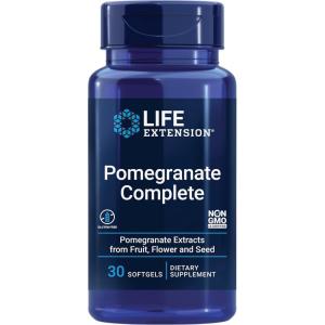Life Extension Pomegranate Complete, Fruit Extract, Flower, Seed Oil Extract, Cardiovascular Health, antioxidant Support, superfood Supplement, Gluten Free, Non-GMO, 30 softgels(30 Count (Pack of 1))