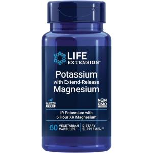 Life Extension Potassium with Extend-Release Magnesium – Heart health supplement for blood pressure support with two essential minerals – Non-GMO, vegetarian, gluten-free – 60 capsules(Unflavored)