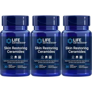 Life Extension Skin Restoring Ceramides* – Wheat Oil Extract – Hydrates & Smooths The Appearance of Fine Lines & Wrinkles – Gluten-Free, Non-GMO, 1-Daily, Vegetarian – 30 Liquid Capsules(Ceramides)