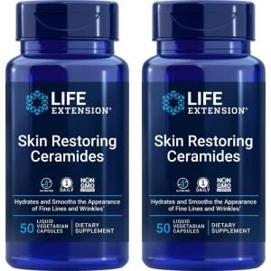Life Extension Skin Restoring Ceramides, 50 Liquid Veg Caps (Pack of 2) – Non-GMO, Vegetarian Phytoceramide Supplement