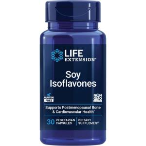Life Extension Soy Isoflavones, Heart, Bone & Cellular Health Support for Post-menopausal Women, Gluten-Free, Non-GMO, Vegetarian, 30 Capsules