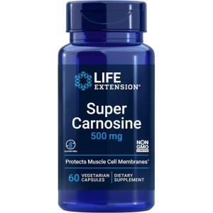Life Extension Super Carnosine, L-carnosine, Luteolin, Vitamin B1, Muscle Support, Exercise Recovery, Heart Health, Gluten-Free, Non-GMO, Vegetarian, 60 Capsules