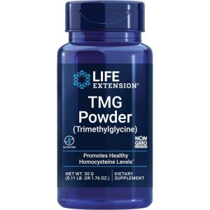 Life Extension TMG Powder – Trimethylglycine – Helps Maintain Normal Homocysteine Levels, Heart Health – Gluten-Free, Non-GMO, Vegetarian – Net Wt. 50 g (0.11 lb. or 1.76 oz.)