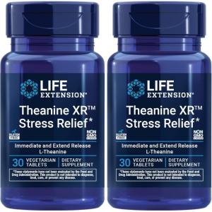 Life Extension Theanine XR™ Stress Relief – L-Theanine – Promotes a Calm Response to Daytime Stress – Non-GMO, Gluten-Free, Vegetarian – 30 Tablets(30 Count (Pack of 2))