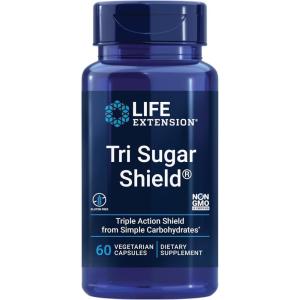 Life Extension Tri Sugar Shield®, Sorghum bran, White Mulberry, phloridzin Apple polyphenol, Three Botanical extracts Promote Healthy Glucose Metabolism, Gluten-Free, Non-GMO, Vegetarian, 60 Capsules