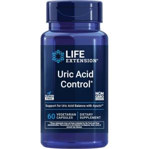 Life Extension Uric Acid Control, Promotes Healthy uric Acid Balance, Joint Health, discomfort Relief, Gluten Free, Non-GMO, Vegetarian, 60 Capsules
