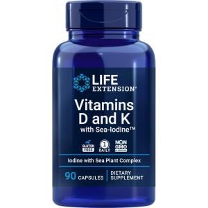 Life Extension Vitamins D and K with Sea-Iodine, 90 Capsules(90 Count (Pack of 1))
