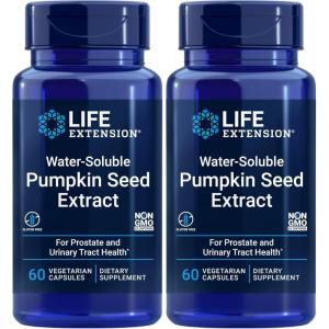 Life Extension Water-Soluble Pumpkin Seed Extract, Promotes Prostate & Urinary Tract Health, Bladder Health Support, Men, Women, Gluten-Free, Non-GMO, Vegetarian, 60 Capsules(60 Count (Pack of 2))