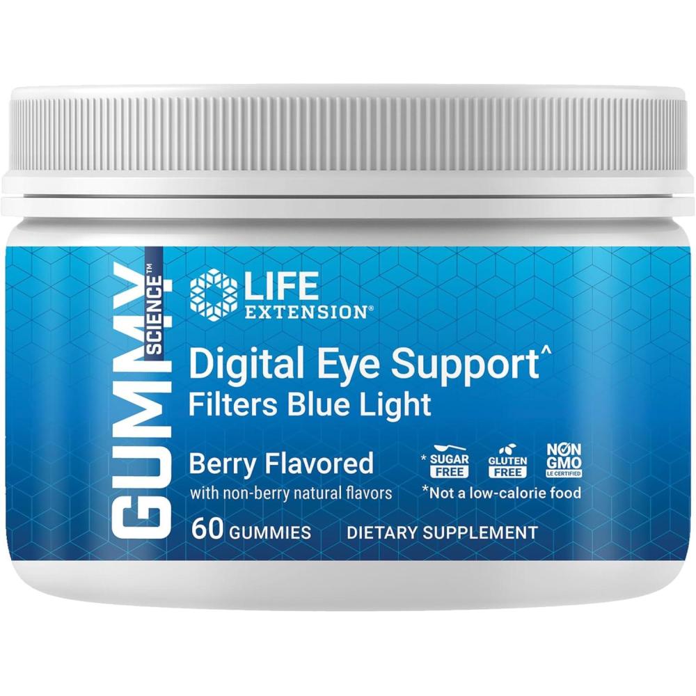 imageLife Extension Gummy Science Digital Eye Support Lutein amp Zeaxanthin Supplement for Eye Health Care Marigold Extract Berry Flavor Gummies Gluten Free NonGMO Sugar Free Vegetarian 60 Count