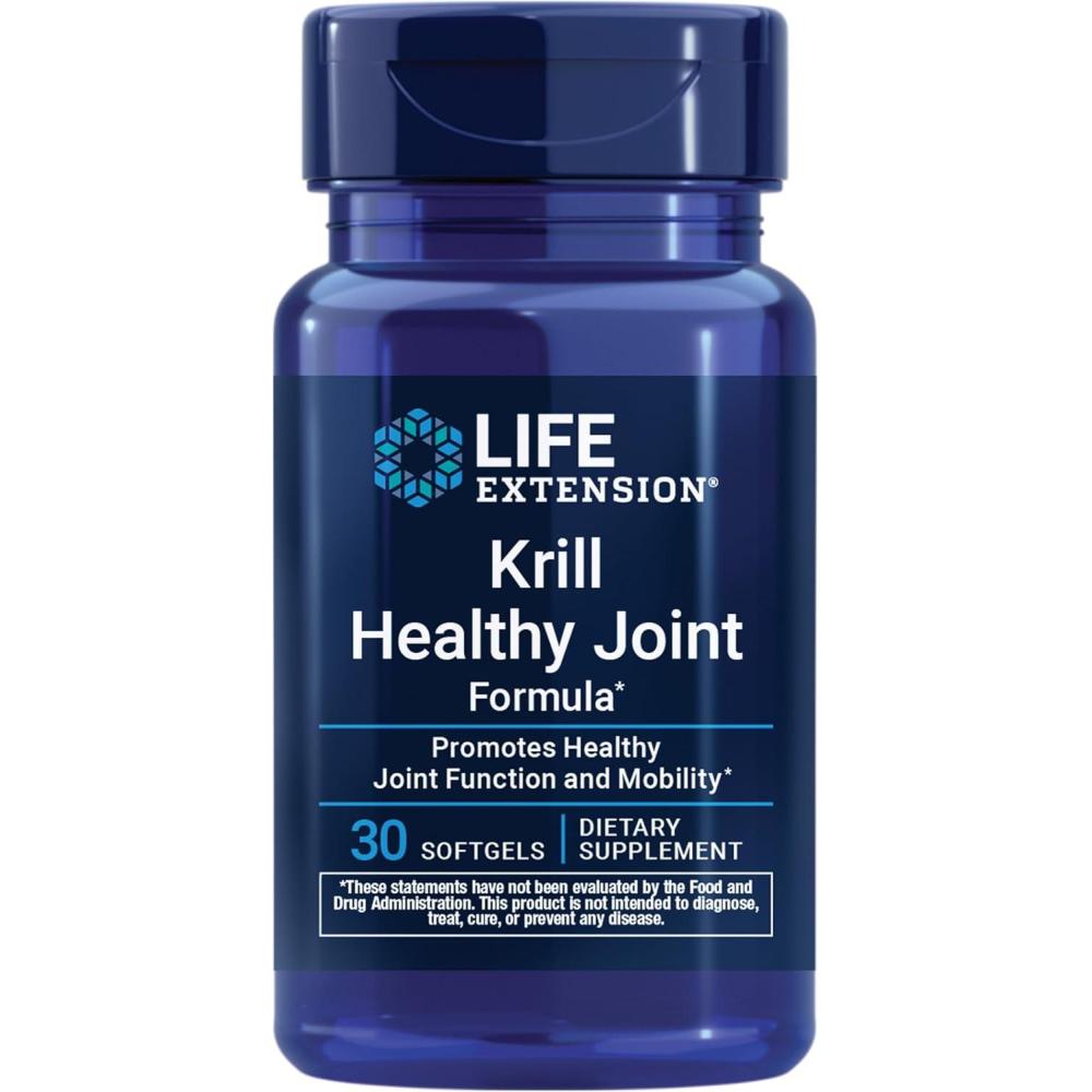 imageLife Extension Krill Healthy Joint Formula Krill Oil hyaluronic Acid The carotenoid astaxanthin for Healthy Joints Healthy Body GlutenFree NonGMO 30 softgelsStandard Packaging