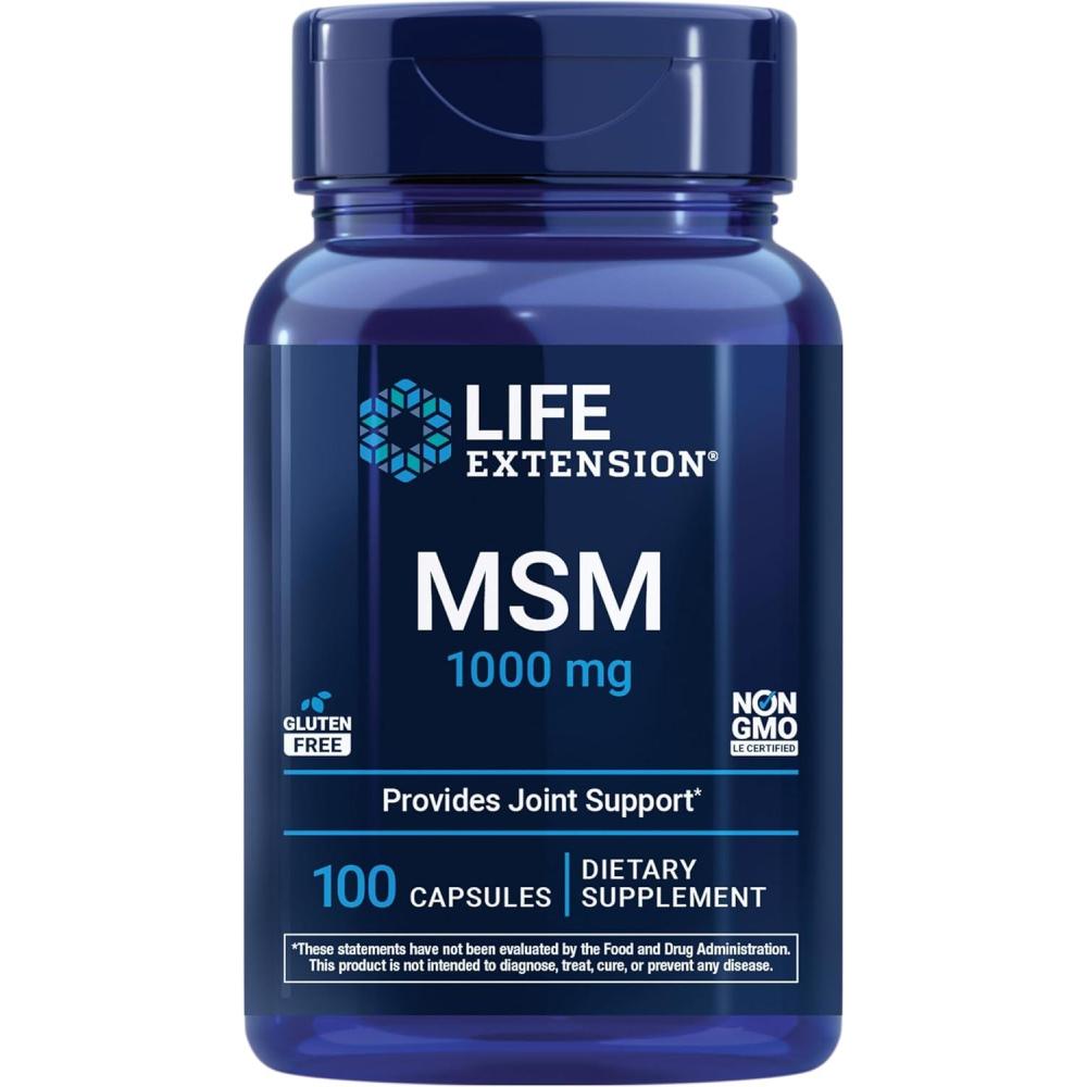 imageLife Extension MSM 1000 mg methylsulfonylmethane Supports Healthy Joints antioxidant Support GlutenFree NonGMO 100 Capsules