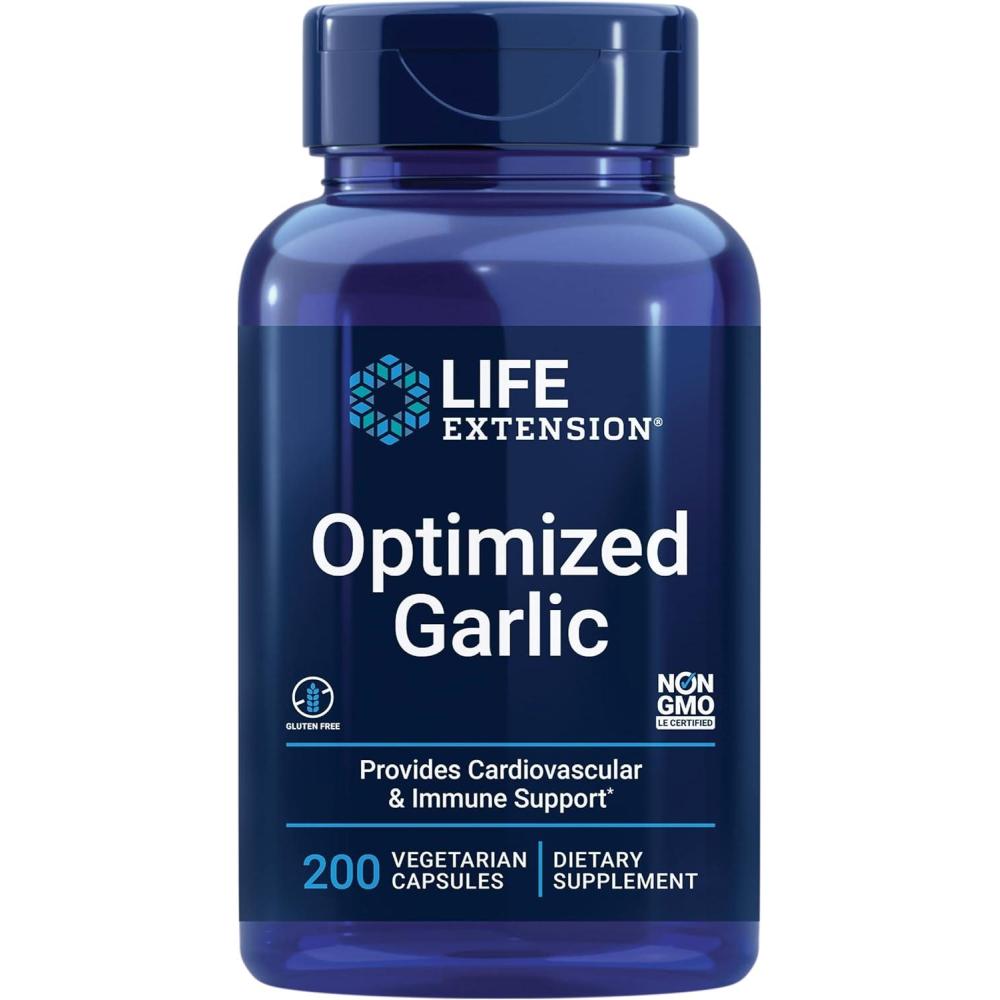 imageLife Extension Optimized Garlic standardized Capsules for Heart Health Immune Support Cellular detoxification and Healthy platelet Function GlutenFree NonGMO Vegetarian 200 Capsules