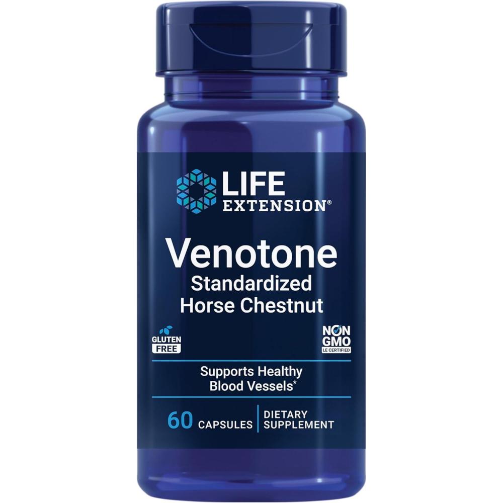 imageLife Extension Venotone  Standardized Horse Chestnut  Promotes Healthy Fluid Balance  GlutenFree NonGMO  60 Capsules